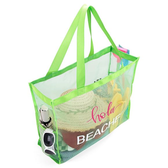 Large Mesh Beach Tote Bag Green Net Beach Travel Bag Lhtweht Swimming o_o - Picture 4 of 6